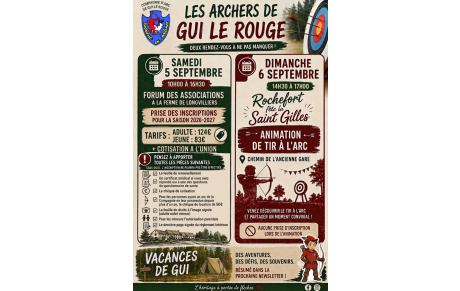 🏹 Les Archers de Gui le Rouge – Les rendez-vous de septembre